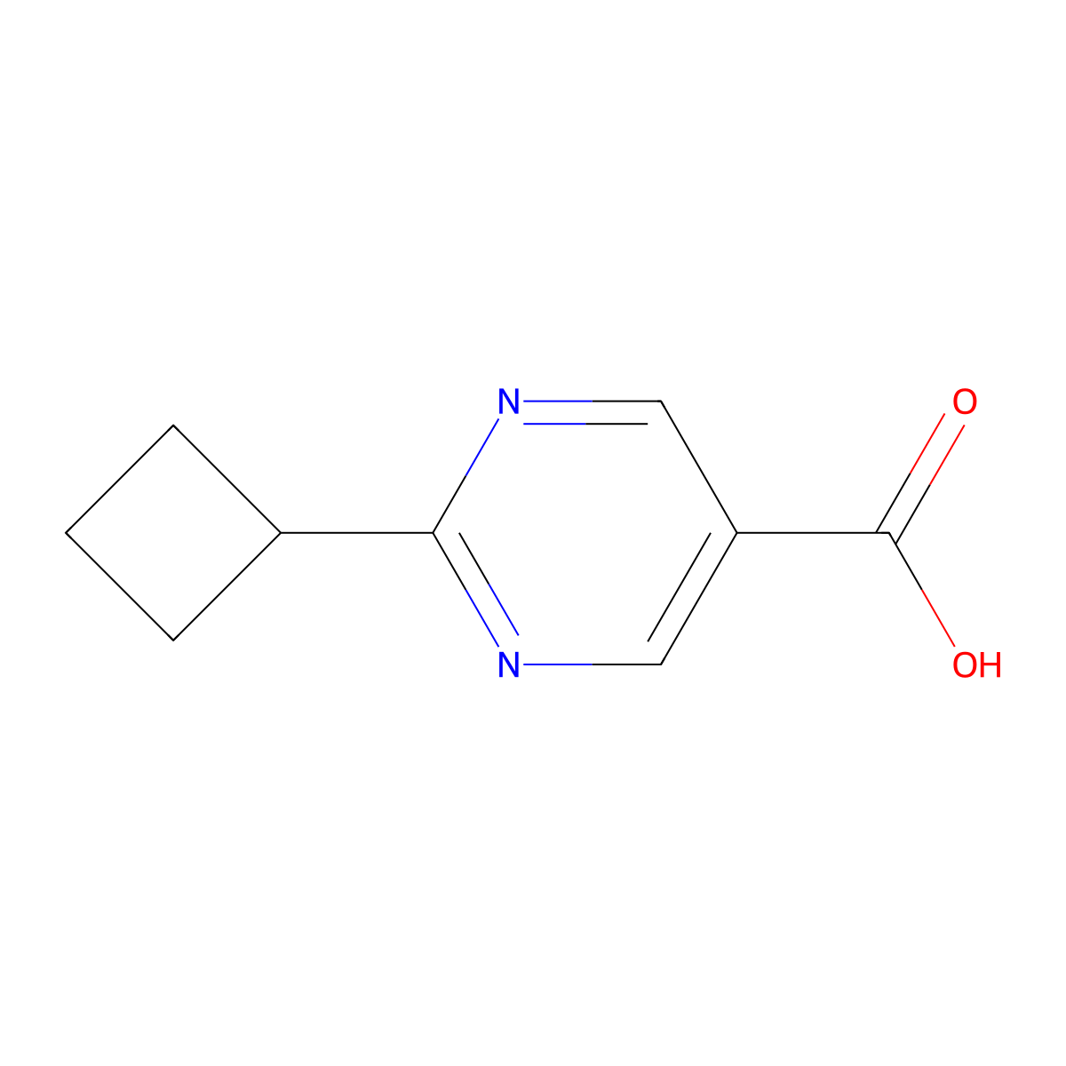 2-Cyclobutylpyrimidine-5-carboxylic acid molecular structure, CAS 1355171-56-0