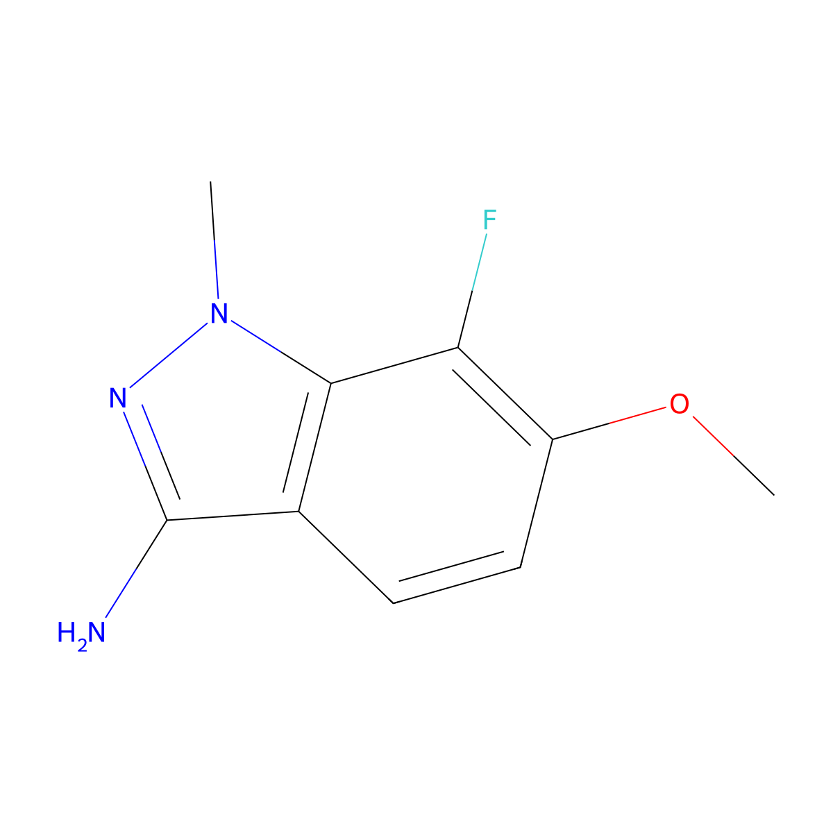 7-fluoro-6-methoxy-1-methyl-1H-indazol-3-amine molecular structure, CAS 1355171-72-0