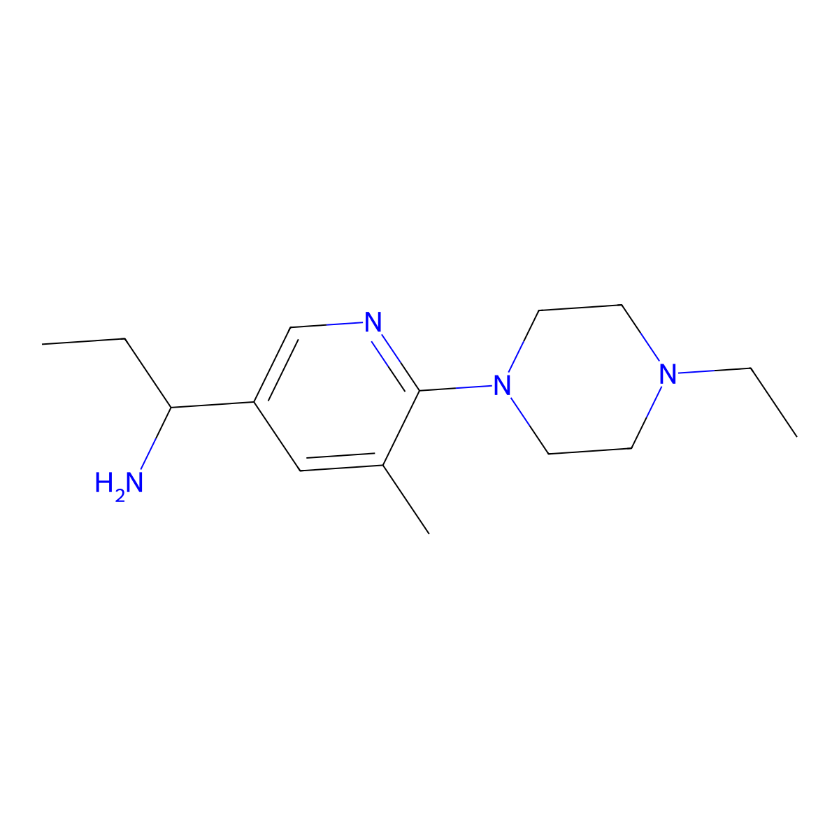 1-(6-(4-Ethylpiperazin-1-yl)-5-methylpyridin-3-yl)propan-1-amine molecular structure, CAS 1355172-19-8