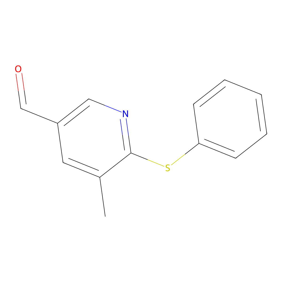 5-Methyl-6-phenylsulfanyl-pyridine-3-carbaldehyde molecular structure, CAS 1355172-36-9
