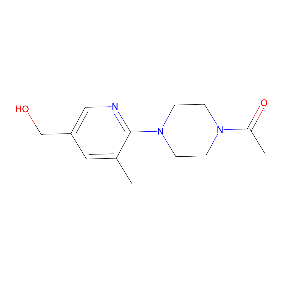 1-(4-(5-(Hydroxymethyl)-3-methylpyridin-2-yl)piperazin-1-yl)ethanone molecular structure, CAS 1355172-40-5