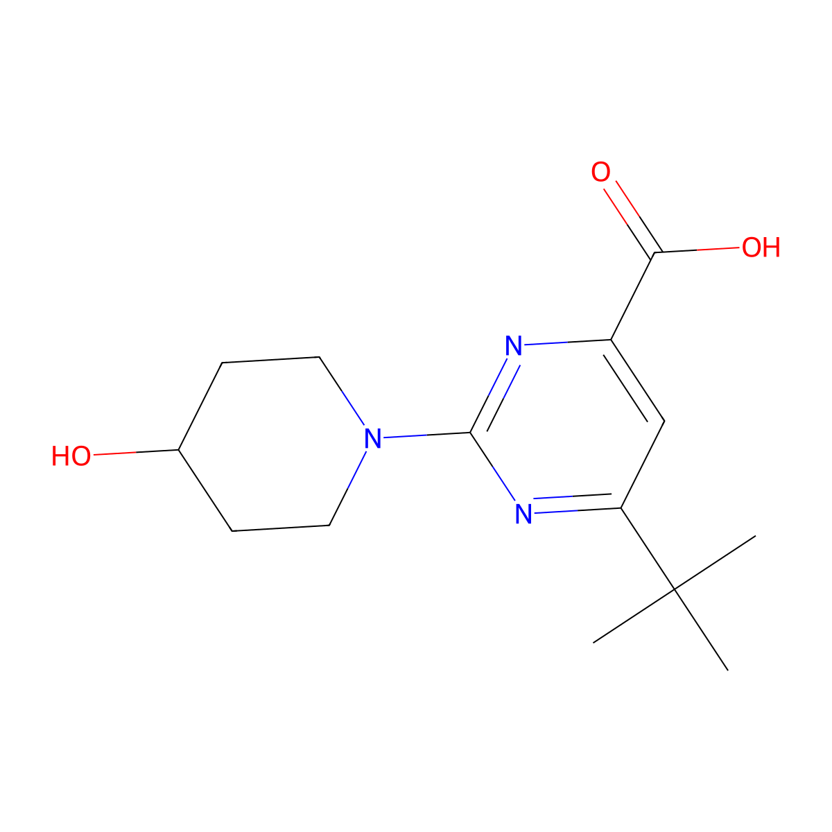 6-(tert-Butyl)-2-(4-hydroxypiperidin-1-yl)pyrimidine-4-carboxylic acid molecular structure, CAS 1355173-10-2