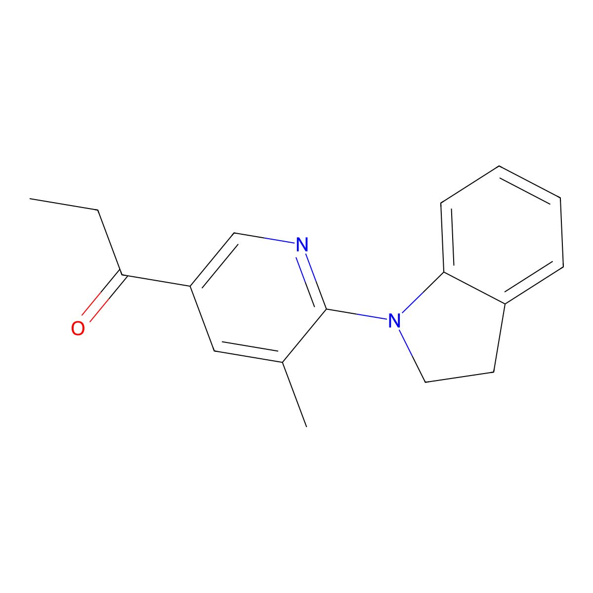 1-(6-(Indolin-1-yl)-5-methylpyridin-3-yl)propan-1-one molecular structure, CAS 1355173-23-7