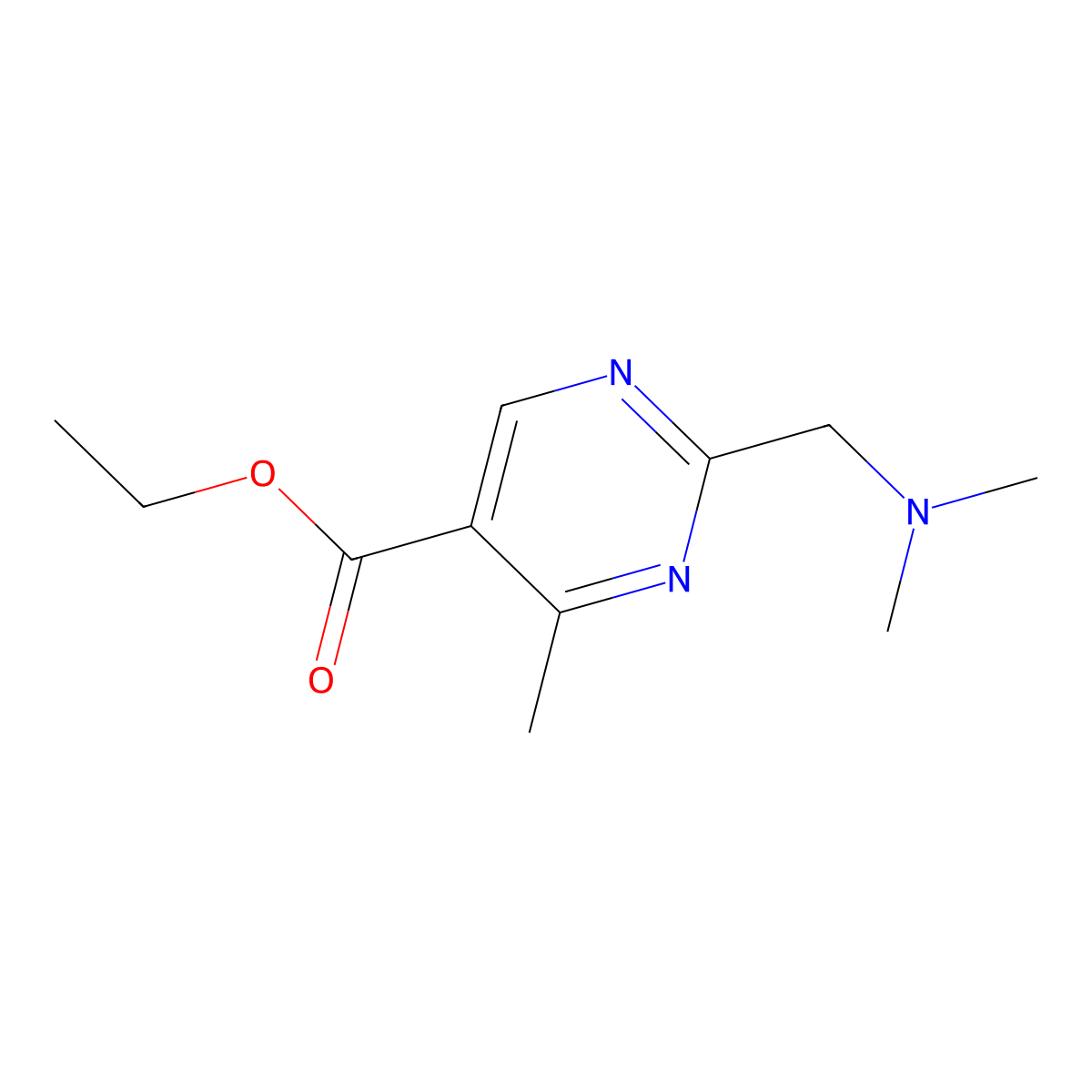 Ethyl 2-((dimethylamino)methyl)-4-methylpyrimidine-5-carboxylate molecular structure, CAS 1355173-28-2