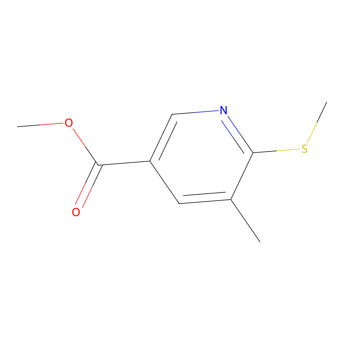 5-Methyl-6-methylsulfanyl-nicotinic acid methyl ester molecular structure, CAS 1355174-11-6
