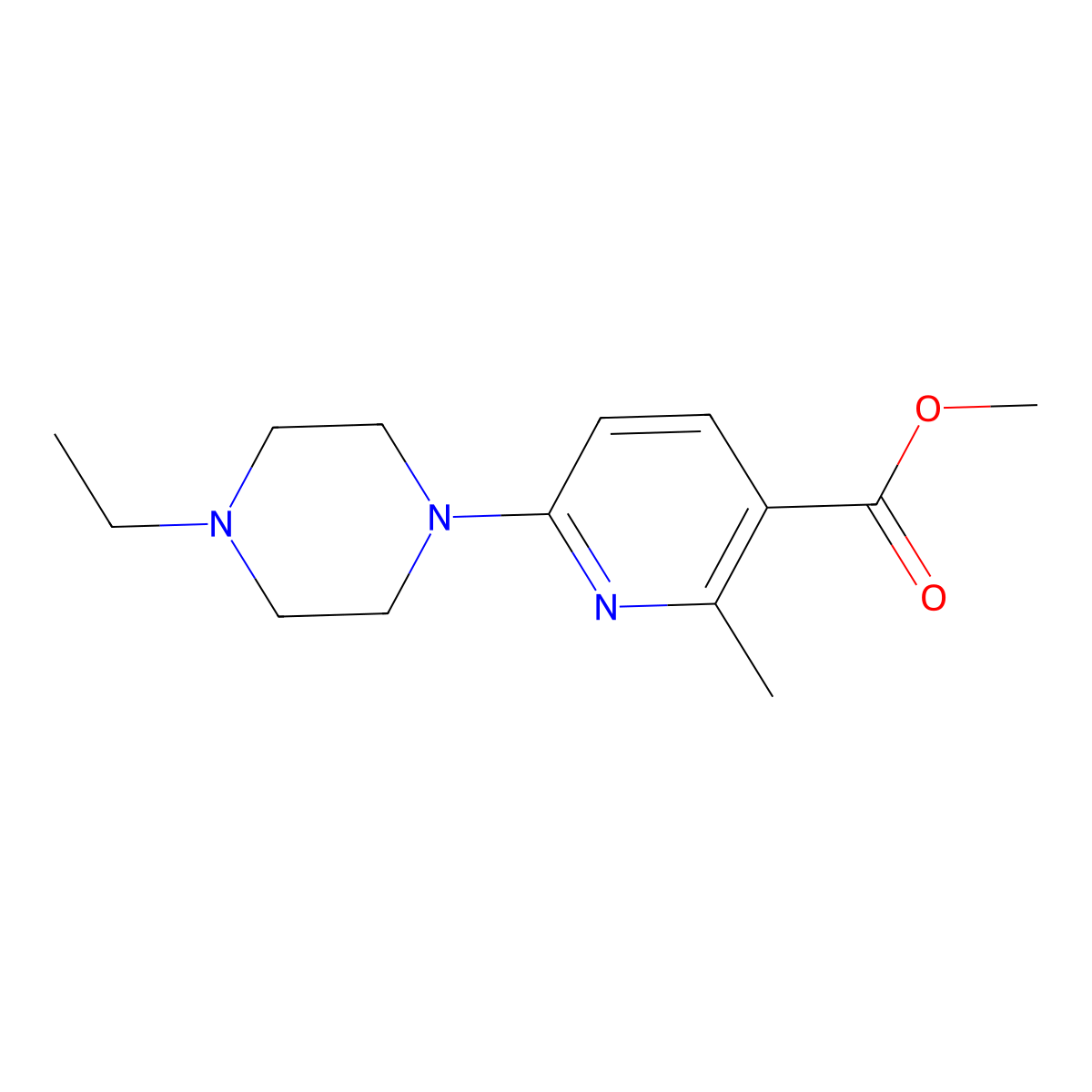 Methyl 6-(4-ethylpiperazin-1-yl)-2-methylnicotinate molecular structure, CAS 1355174-24-1