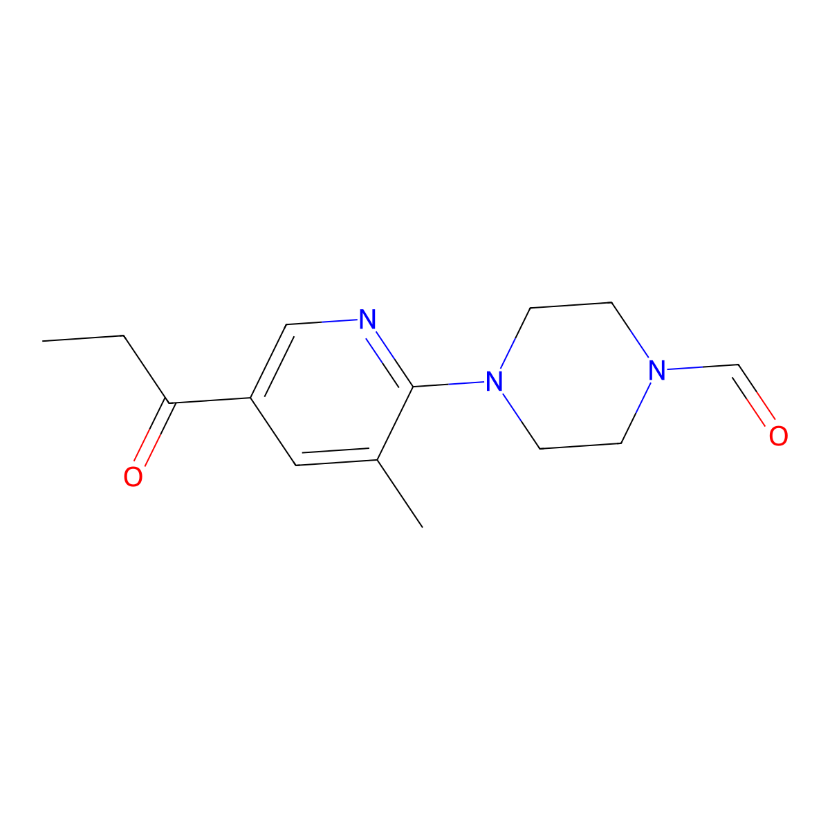 4-(3-Methyl-5-propionylpyridin-2-yl)piperazine-1-carbaldehyde molecular structure, CAS 1355174-72-9