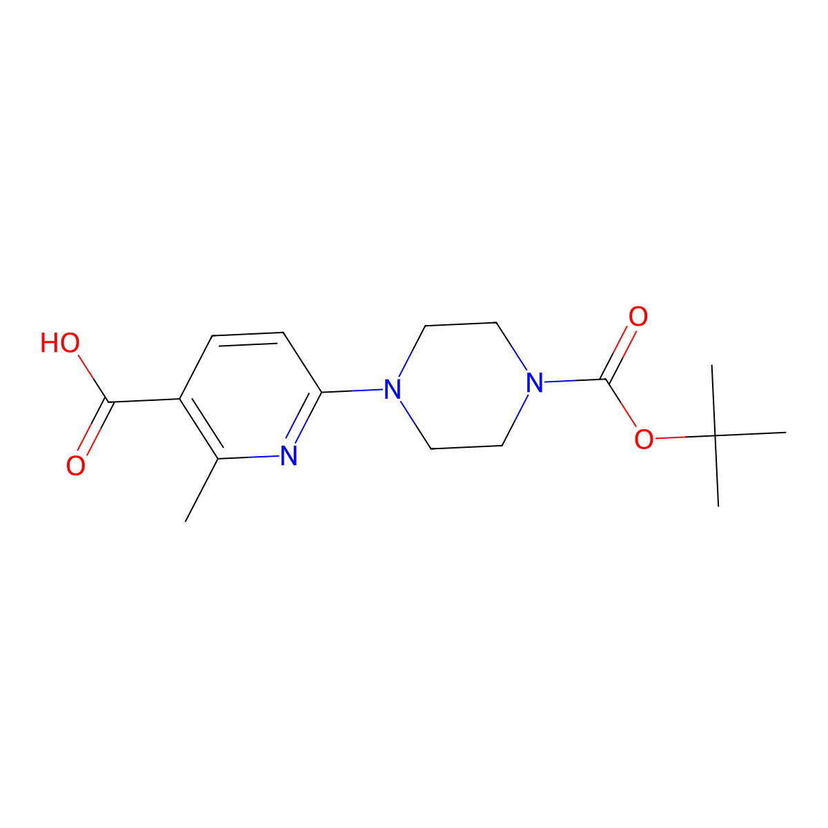 6-(4-(tert-Butoxycarbonyl)piperazin-1-yl)-2-methylnicotinic acid molecular structure, CAS 1355174-79-6
