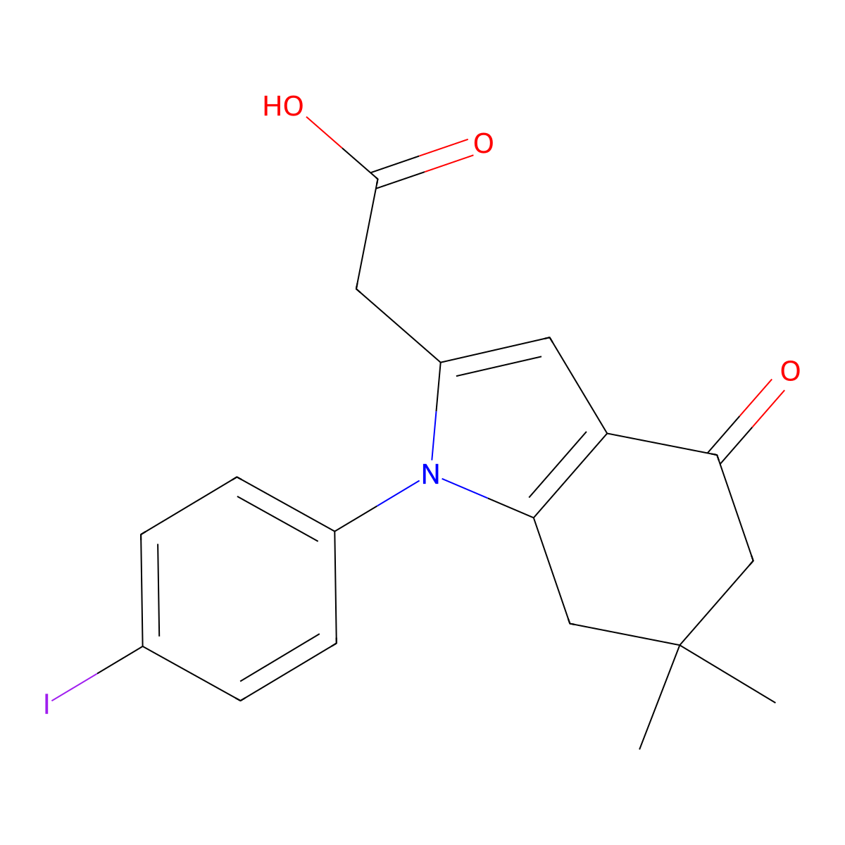 2-(1-(4-Iodophenyl)-6,6-dimethyl-4-oxo-4,5,6,7-tetrahydro-1H-indol-2-yl)acetic acid molecular structure, CAS 1355175-12-0