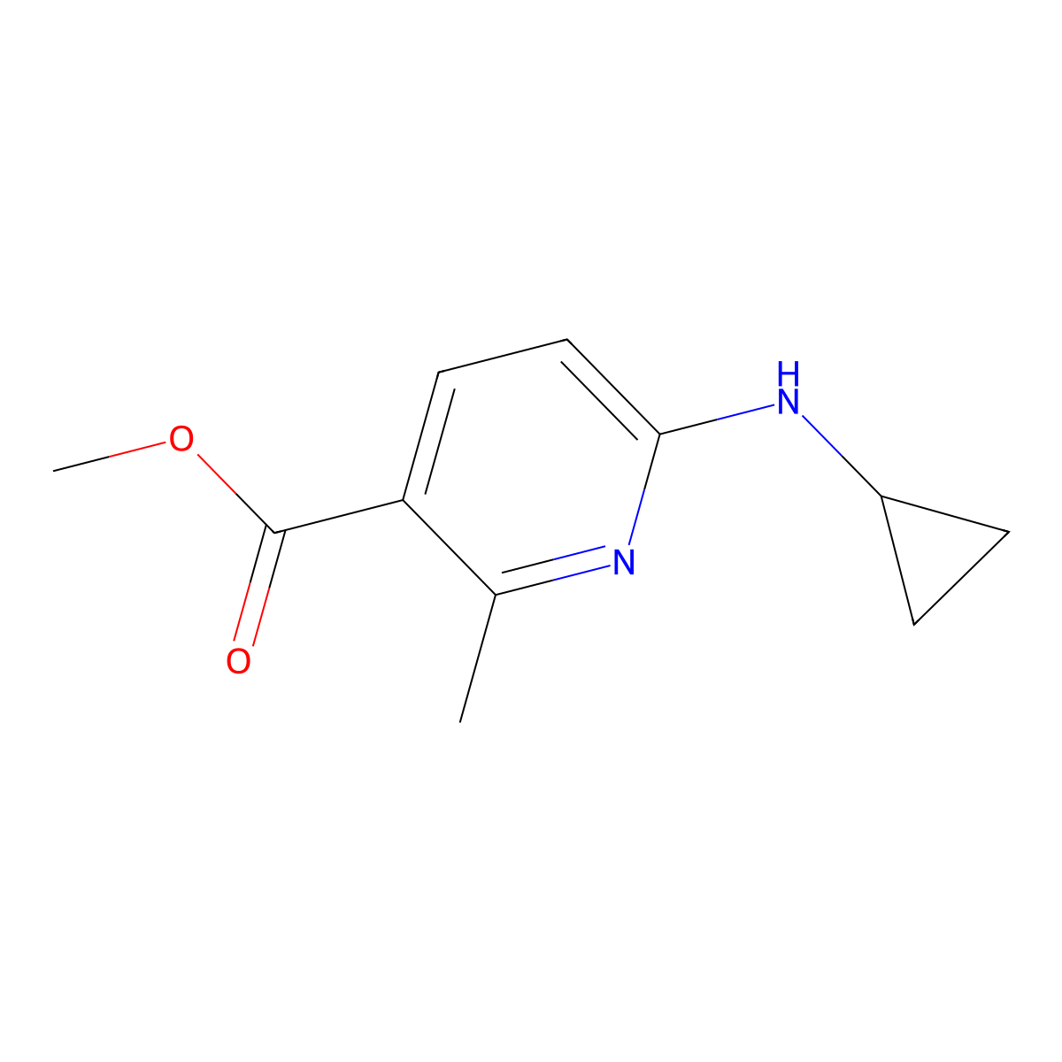 Methyl 6-(cyclopropylamino)-2-methylnicotinate molecular structure, CAS 1355175-21-1