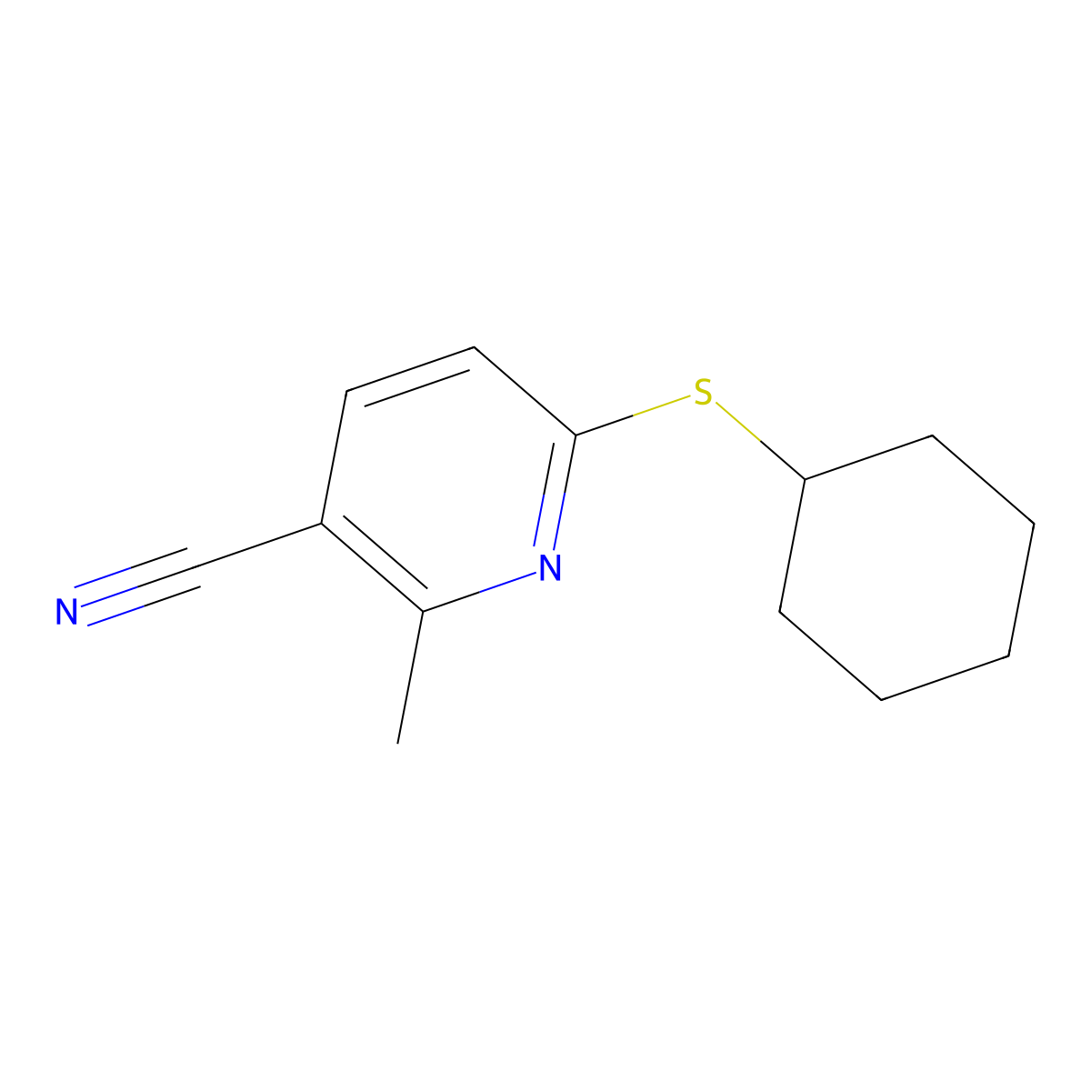 6-(Cyclohexylthio)-2-methylnicotinonitrile molecular structure, CAS 1355175-38-0
