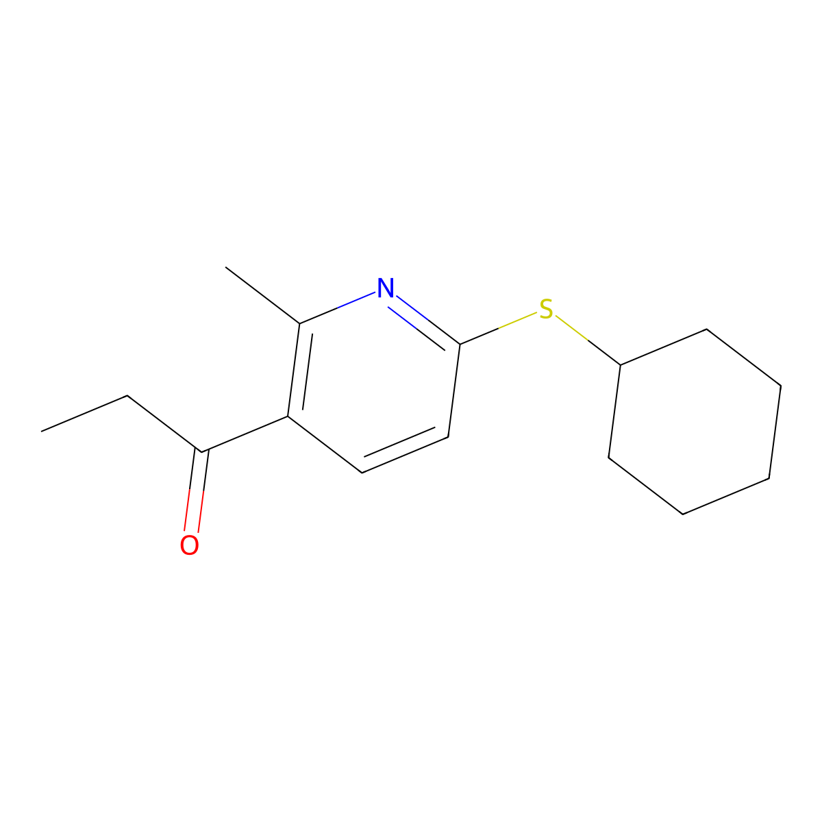 1-(6-(Cyclohexylthio)-2-methylpyridin-3-yl)propan-1-one molecular structure, CAS 1355175-49-3