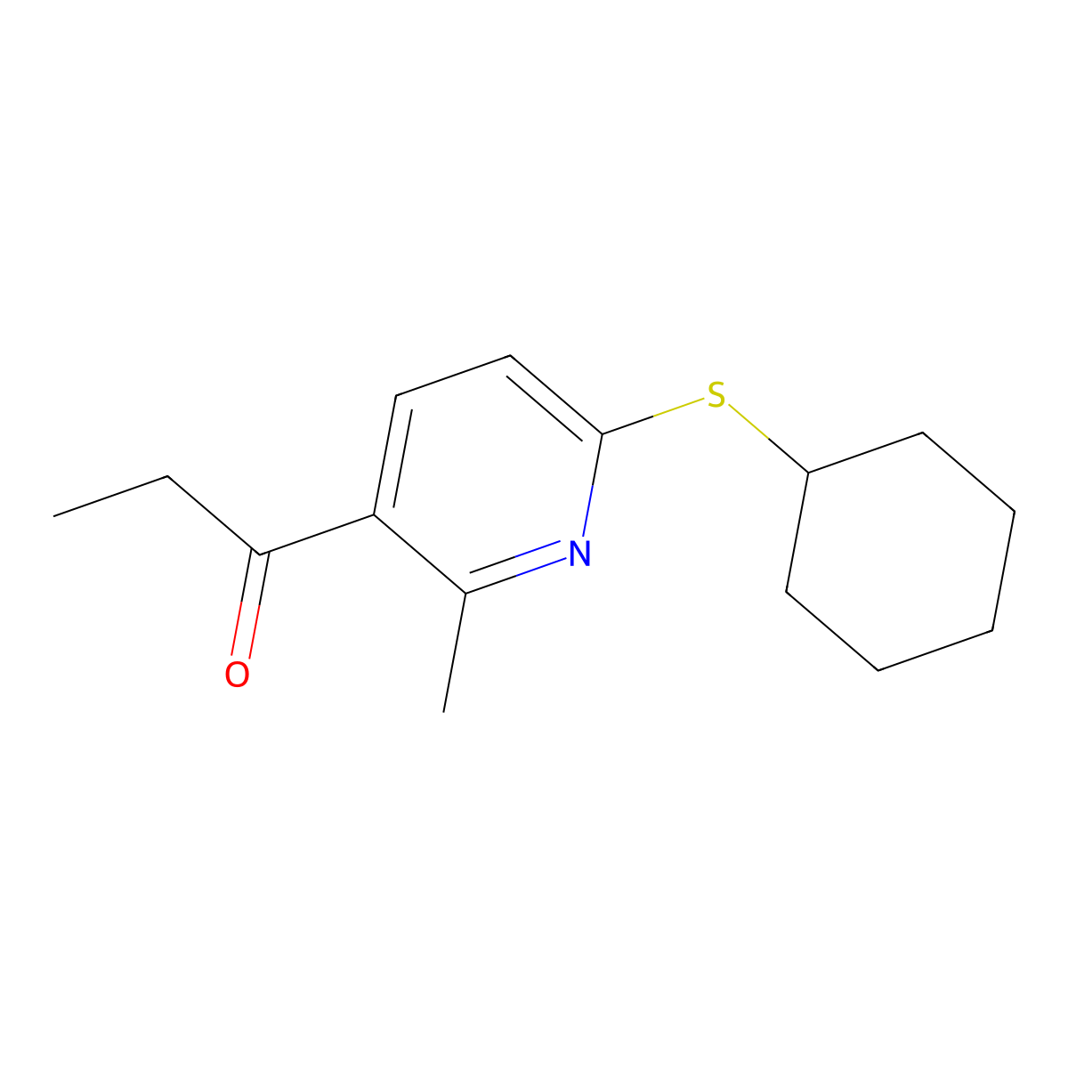 1-(6-(Cyclohexylthio)-2-methylpyridin-3-yl)propan-1-one molecular structure, CAS 1355175-49-3