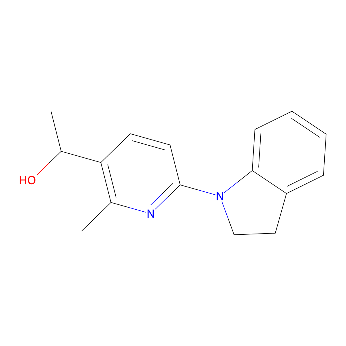 1-(6-(Indolin-1-yl)-2-methylpyridin-3-yl)ethanol molecular structure, CAS 1355175-51-7