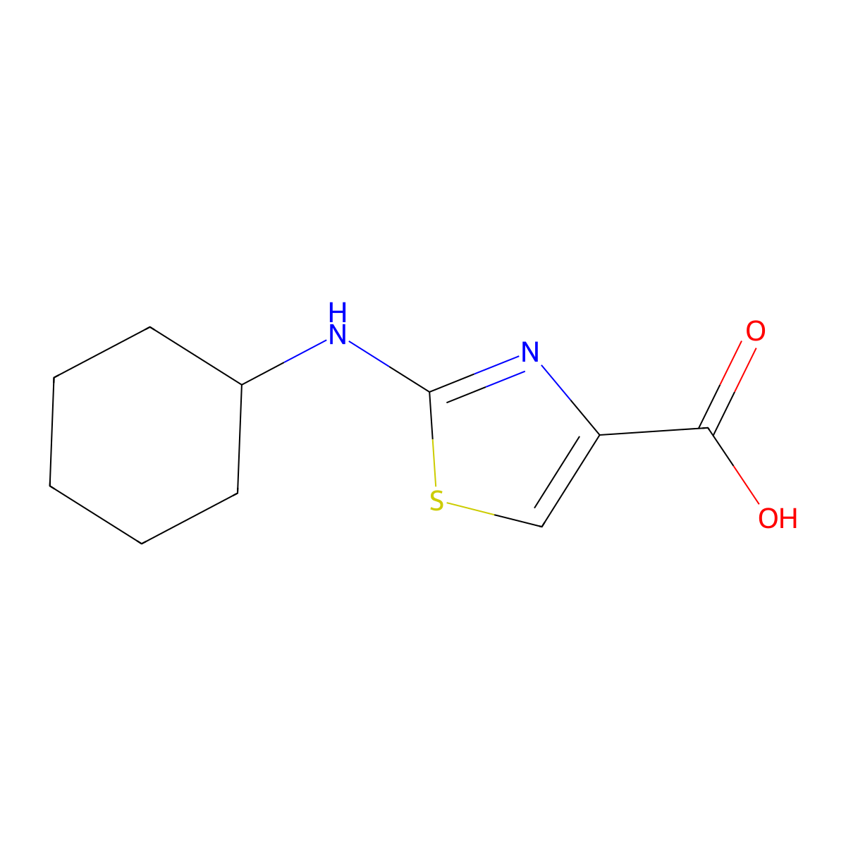 2-(Cyclohexylamino)-1,3-thiazole-4-carboxylic acid molecular structure, CAS 1355175-62-0