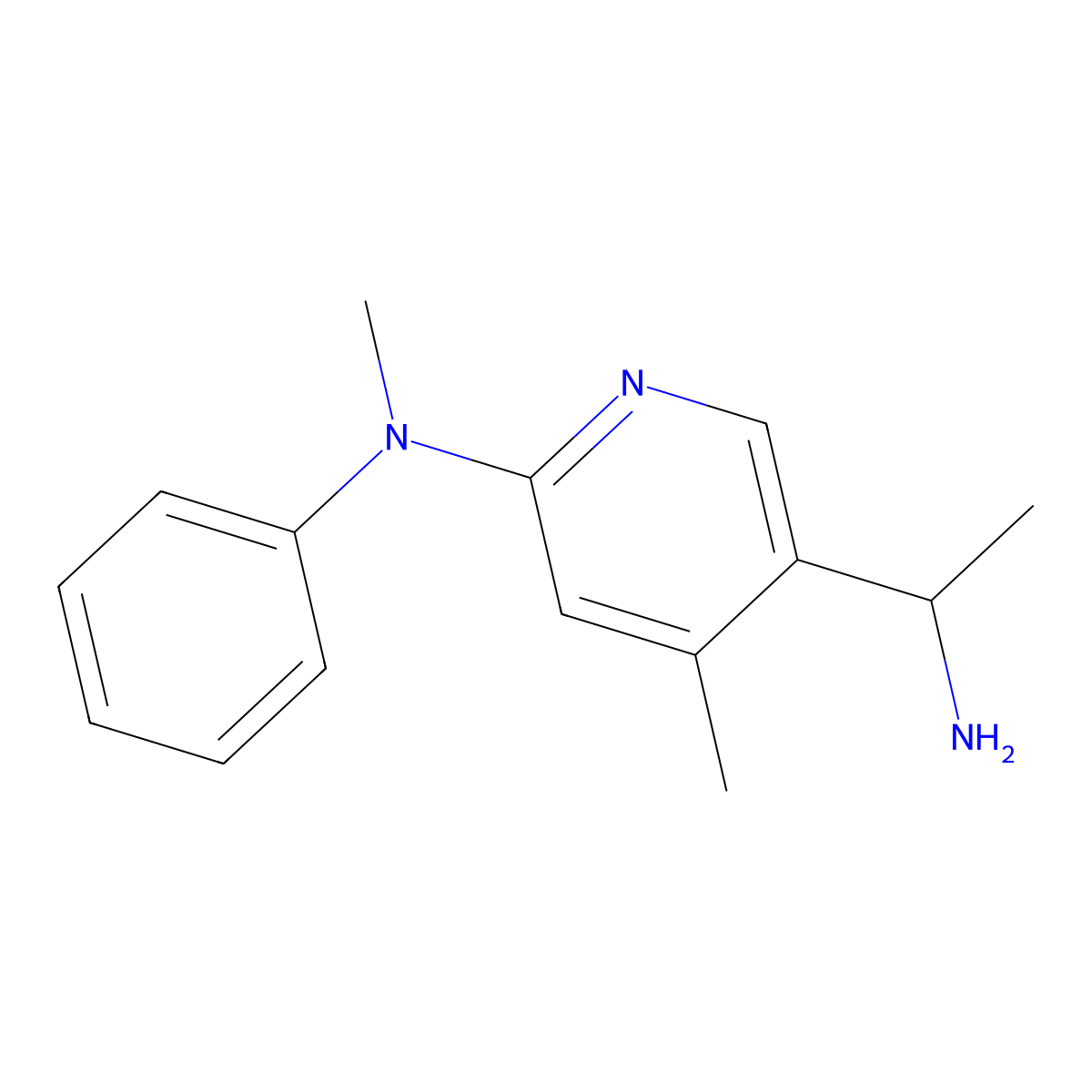 5-(1-Aminoethyl)-N,4-dimethyl-N-phenylpyridin-2-amine molecular structure, CAS 1355175-66-4