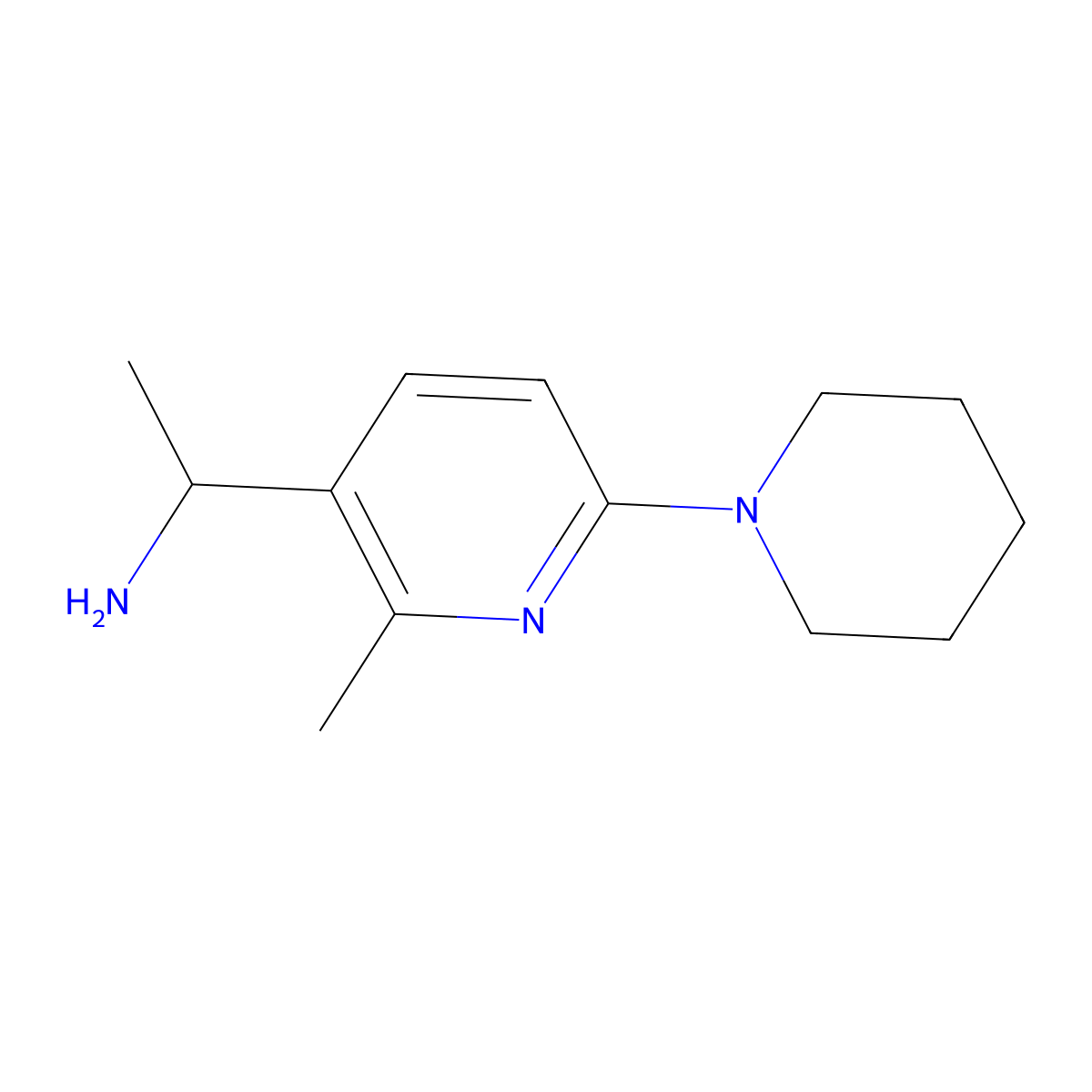 1-(2-Methyl-6-(piperidin-1-yl)pyridin-3-yl)ethanamine molecular structure, CAS 1355175-75-5