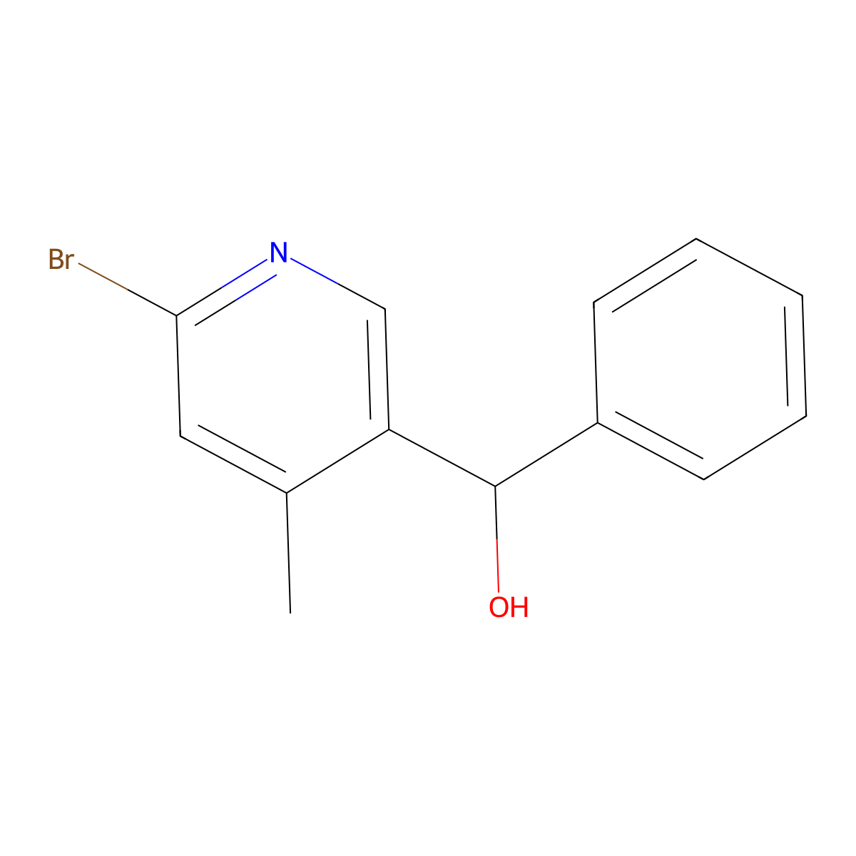 (6-Bromo-4-methylpyridin-3-yl)(phenyl)methanol molecular structure, CAS 1355175-92-6