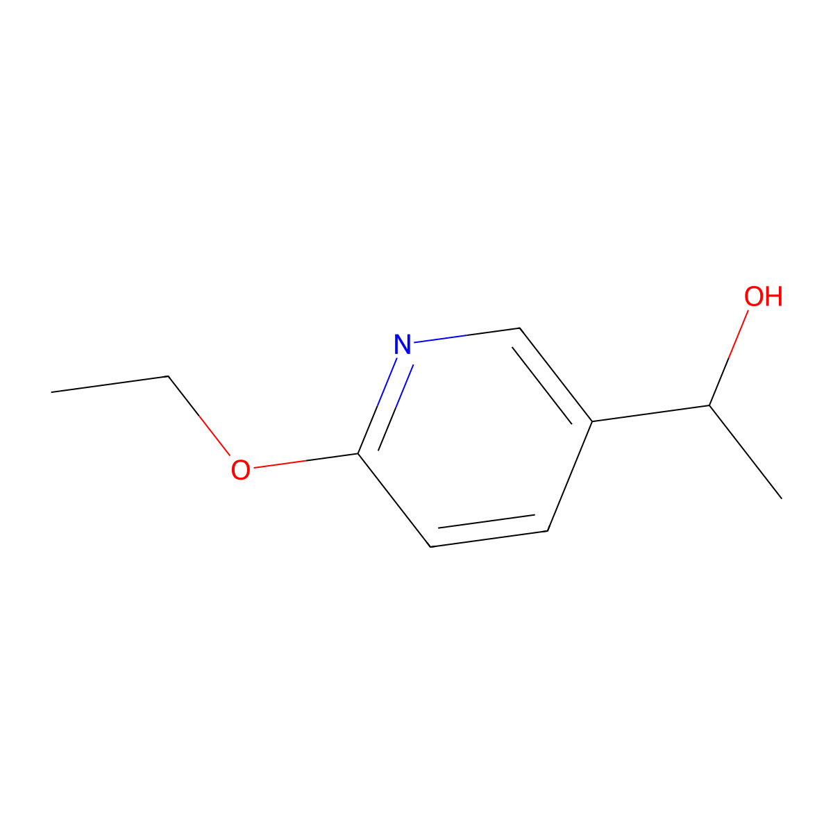6-Ethoxy-|A-methyl-3-pyridinemethanol molecular structure, CAS 1355177-00-2