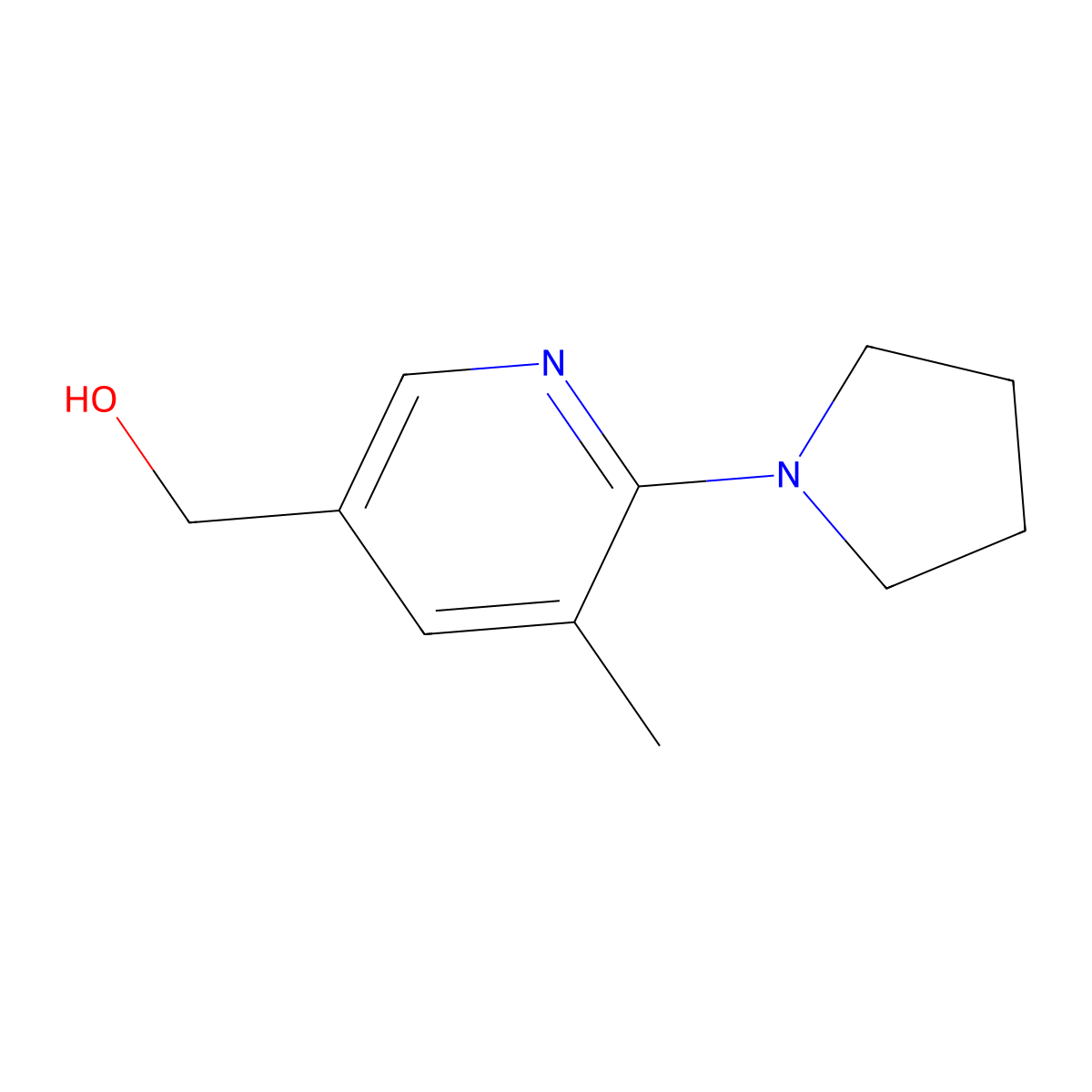 5-Methyl-6-(1-pyrrolidinyl)-3-pyridinemethanol molecular structure, CAS 1355177-14-8