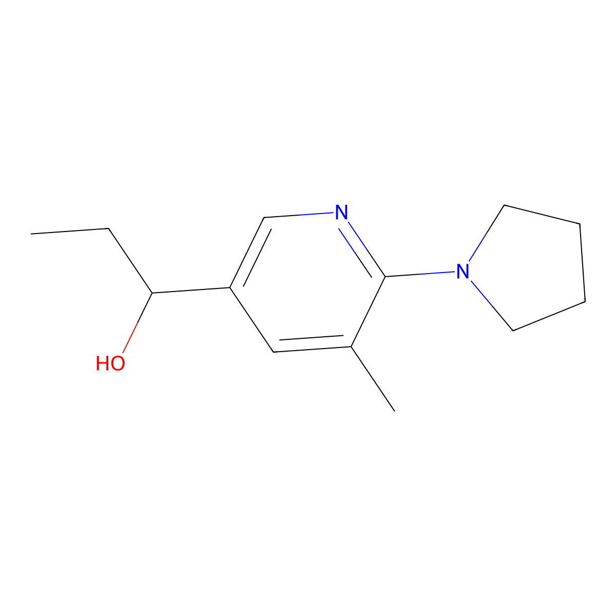 1-(5-Methyl-6-(pyrrolidin-1-yl)pyridin-3-yl)propan-1-ol molecular structure, CAS 1355177-24-0
