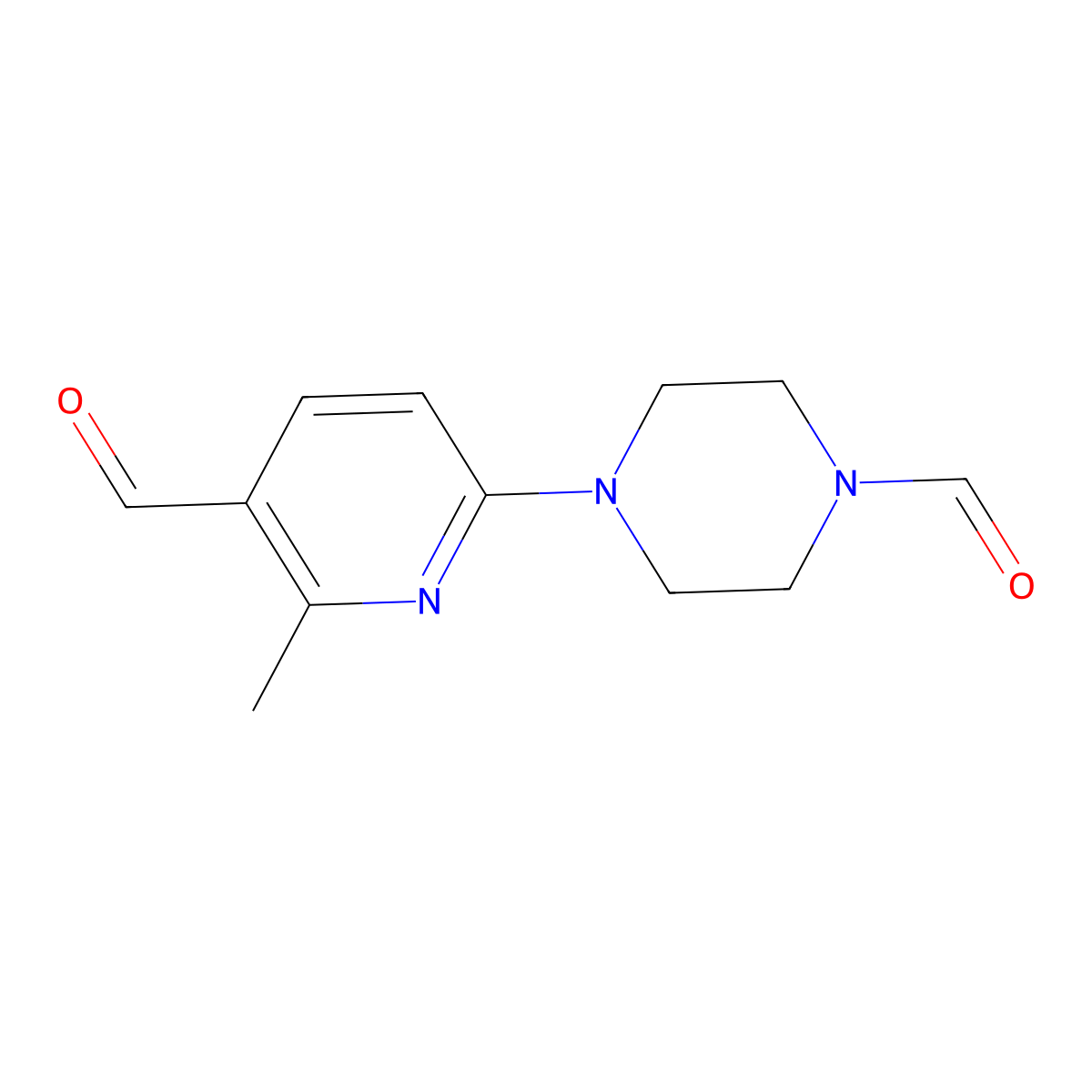 4-(5-Formyl-6-methylpyridin-2-yl)piperazine-1-carbaldehyde molecular structure, CAS 1355177-65-9