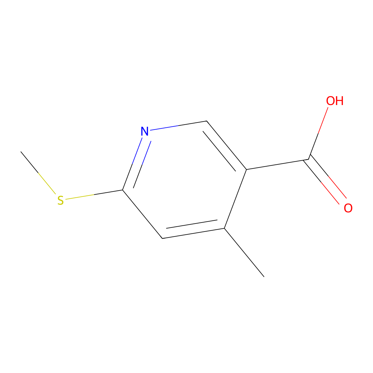 4-Methyl-6-methylsulfanyl-nicotinic acid molecular structure, CAS 1355177-67-1