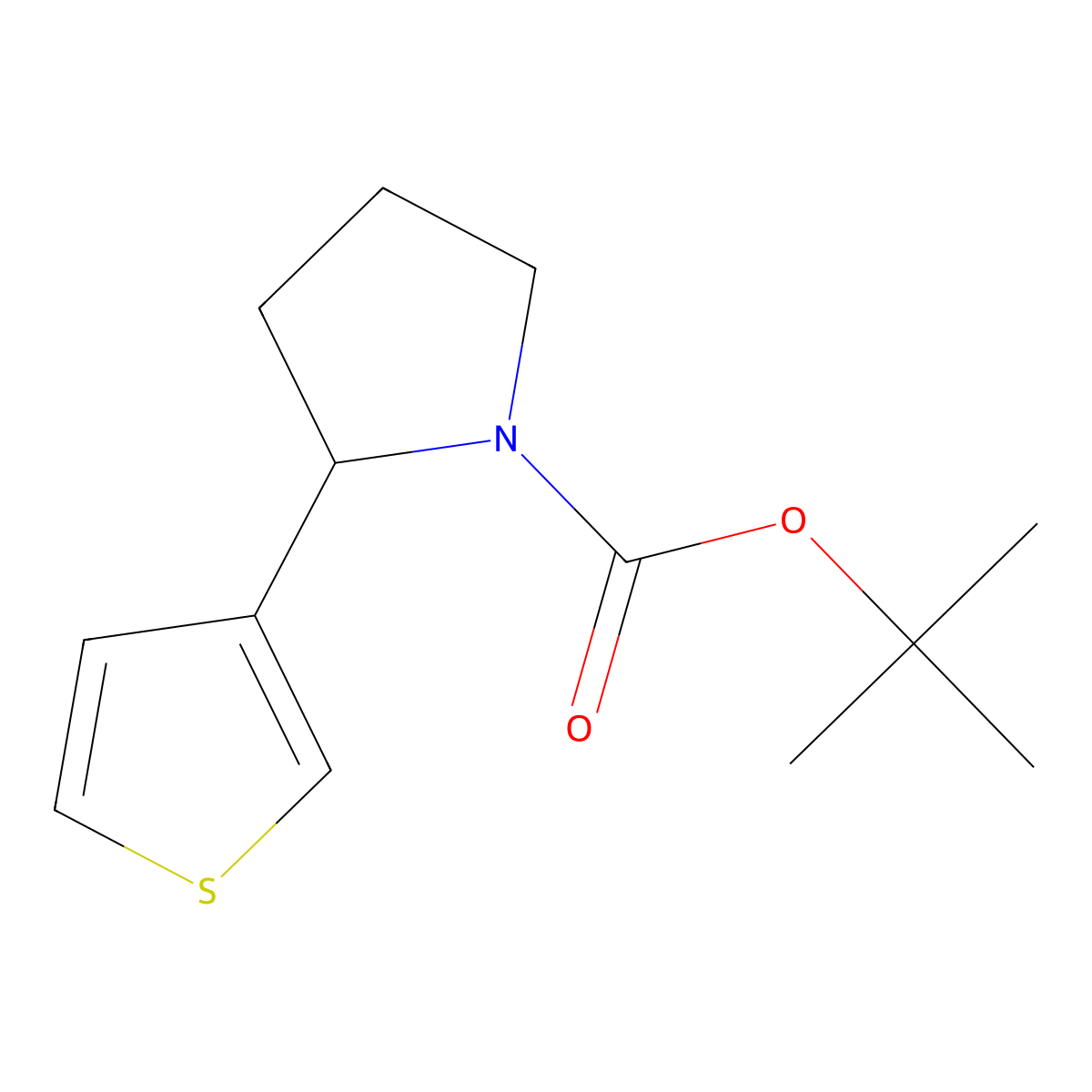 tert-Butyl 2-(thiophen-3-yl)pyrrolidine-1-carboxylate molecular structure, CAS 1355177-76-2