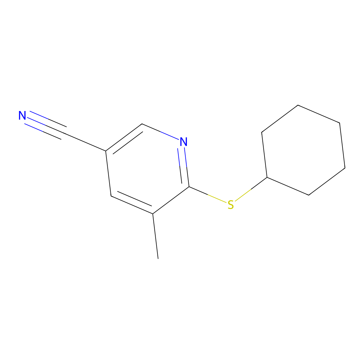 6-(Cyclohexylthio)-5-methylnicotinonitrile molecular structure, CAS 1355177-88-6