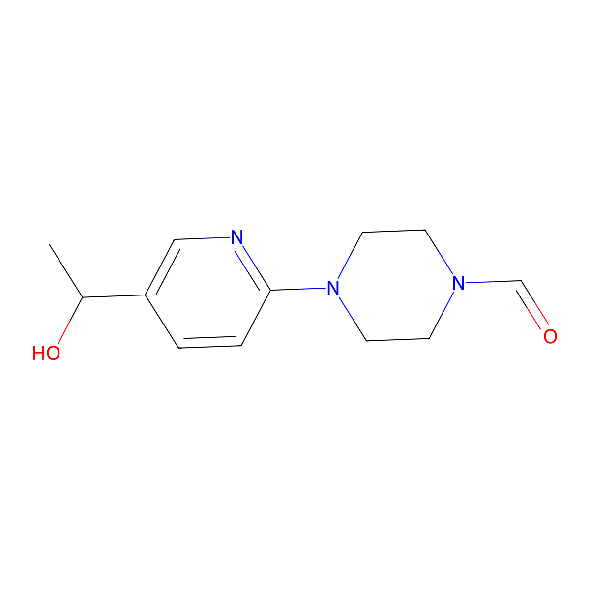 4-(5-(1-Hydroxyethyl)pyridin-2-yl)piperazine-1-carbaldehyde molecular structure, CAS 1355177-90-0