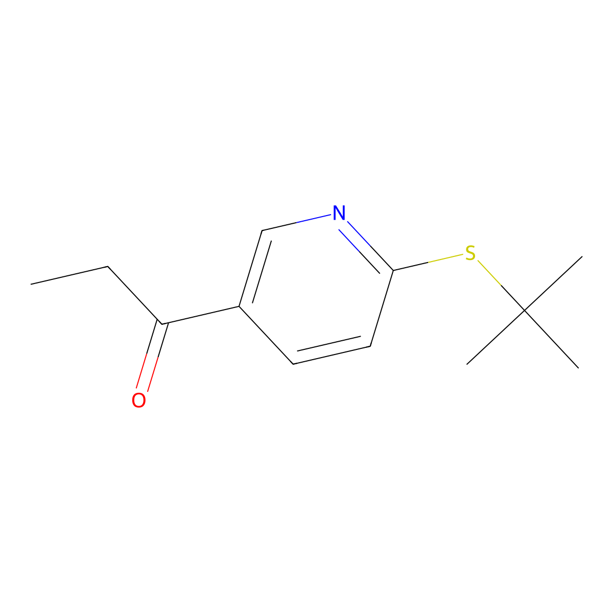 1-(6-tert-Butylsulfanyl-pyridin-3-yl)-propan-1-one molecular structure, CAS 1355178-31-2