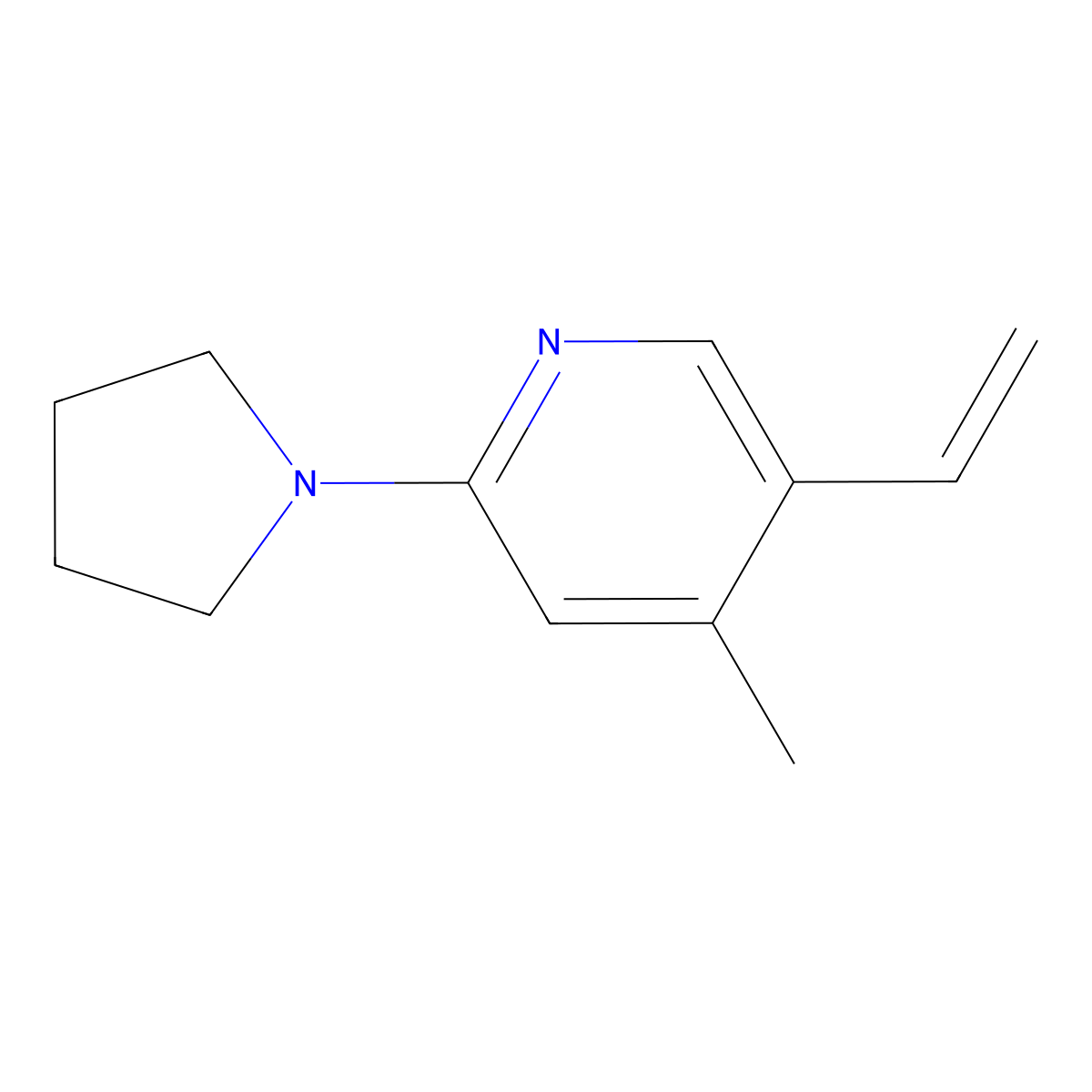 4-Methyl-2-(pyrrolidin-1-yl)-5-vinylpyridine molecular structure, CAS 1355178-80-1