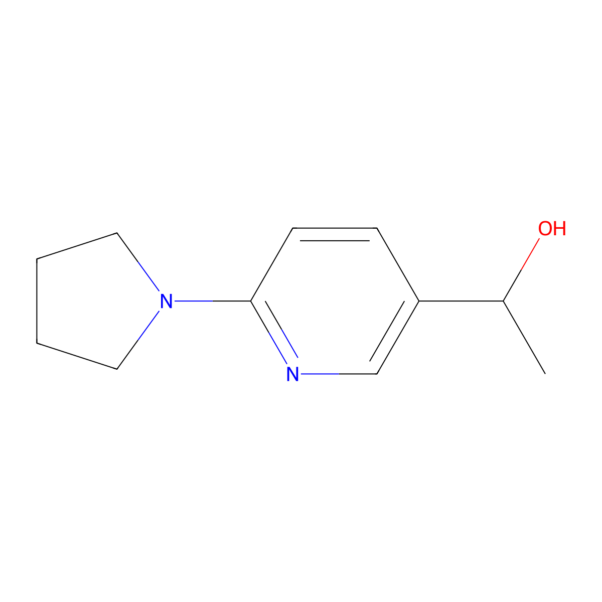 1-(6-(Pyrrolidin-1-yl)pyridin-3-yl)ethanol molecular structure, CAS 1355178-82-3