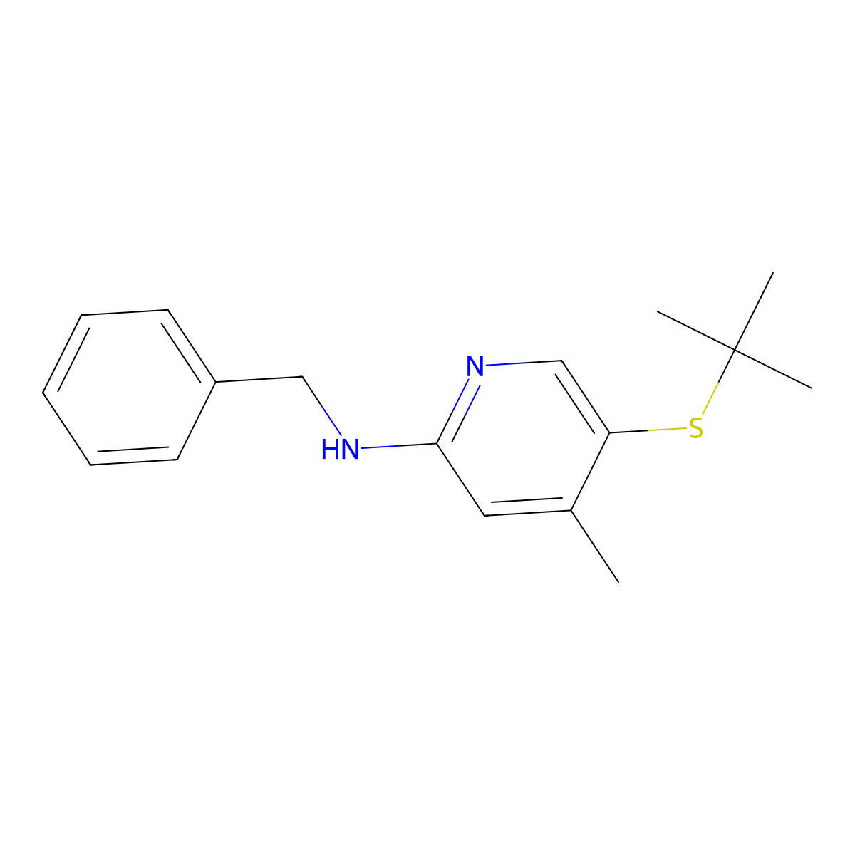 N-Benzyl-5-(tert-butylthio)-4-methylpyridin-2-amine molecular structure, CAS 1355179-07-5