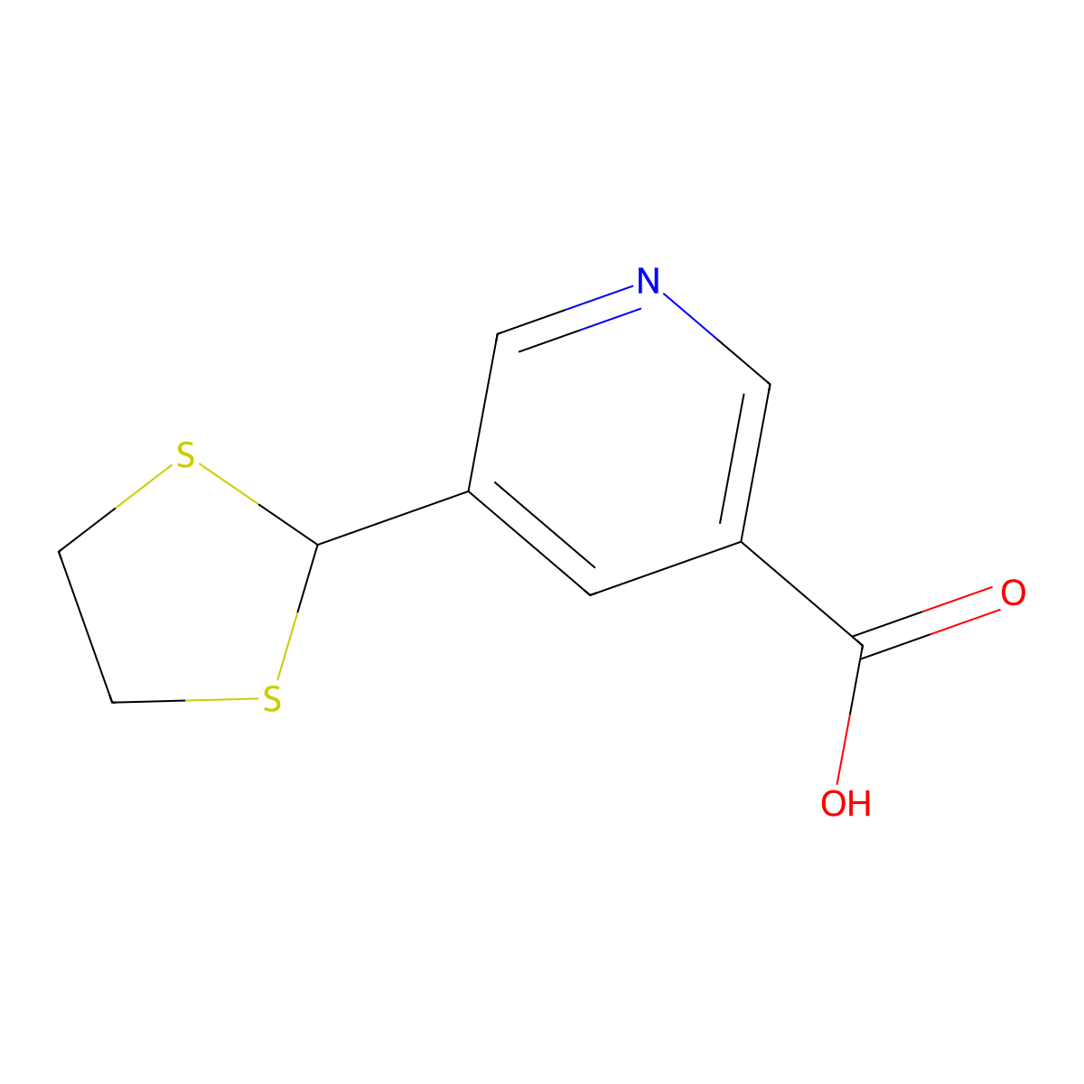 5-(1,3-Dithiolan-2-yl)nicotinic acid molecular structure, CAS 1355179-35-9
