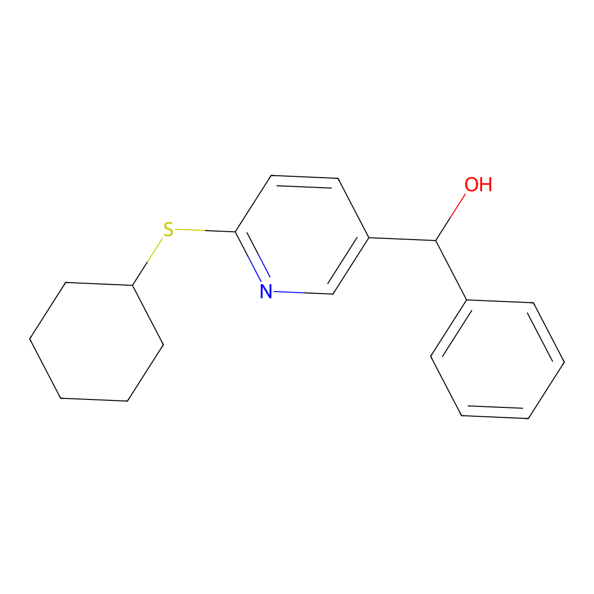 (6-Cyclohexylsulfanyl-pyridin-3-yl)-phenyl-methanol molecular structure, CAS 1355179-53-1