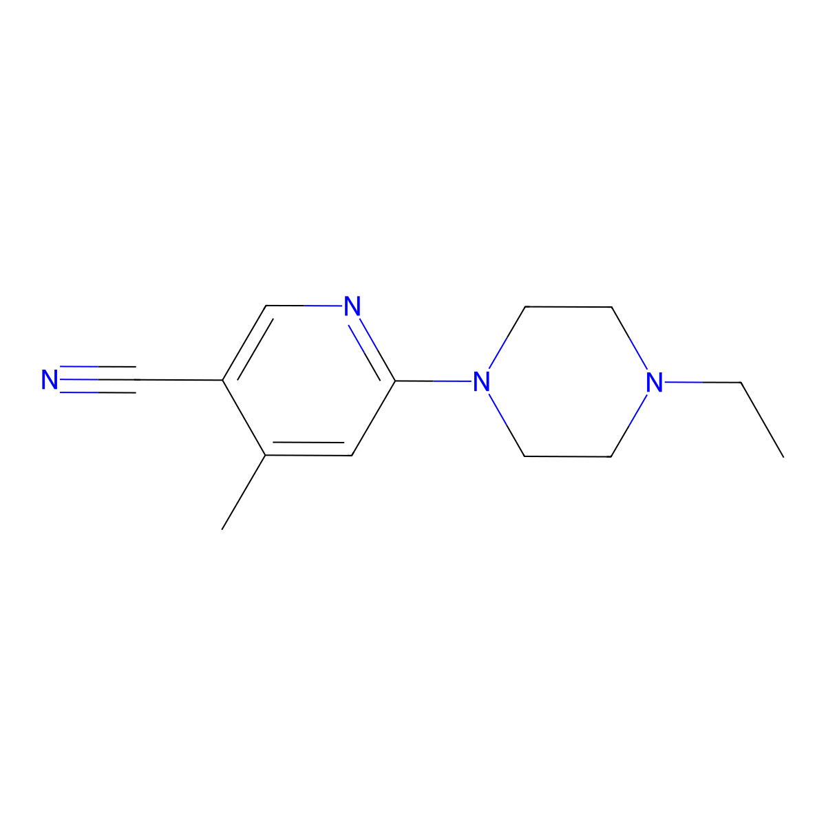 6-(4-Ethylpiperazin-1-yl)-4-methylnicotinonitrile molecular structure, CAS 1355179-57-5