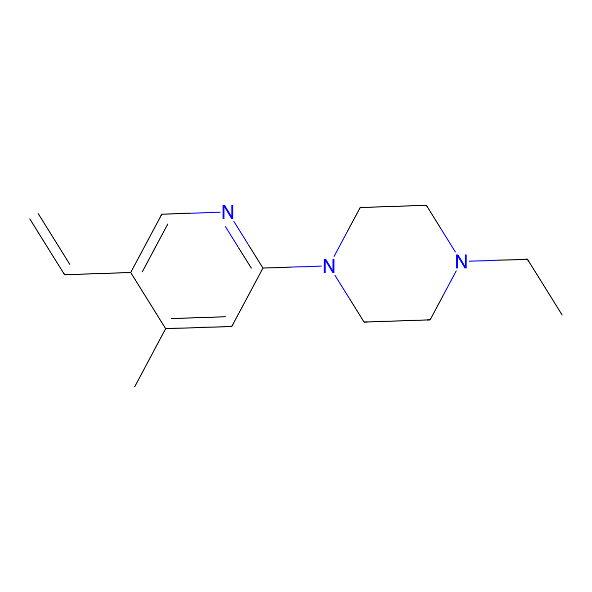 1-Ethyl-4-(4-methyl-5-vinylpyridin-2-yl)piperazine molecular structure, CAS 1355179-65-5