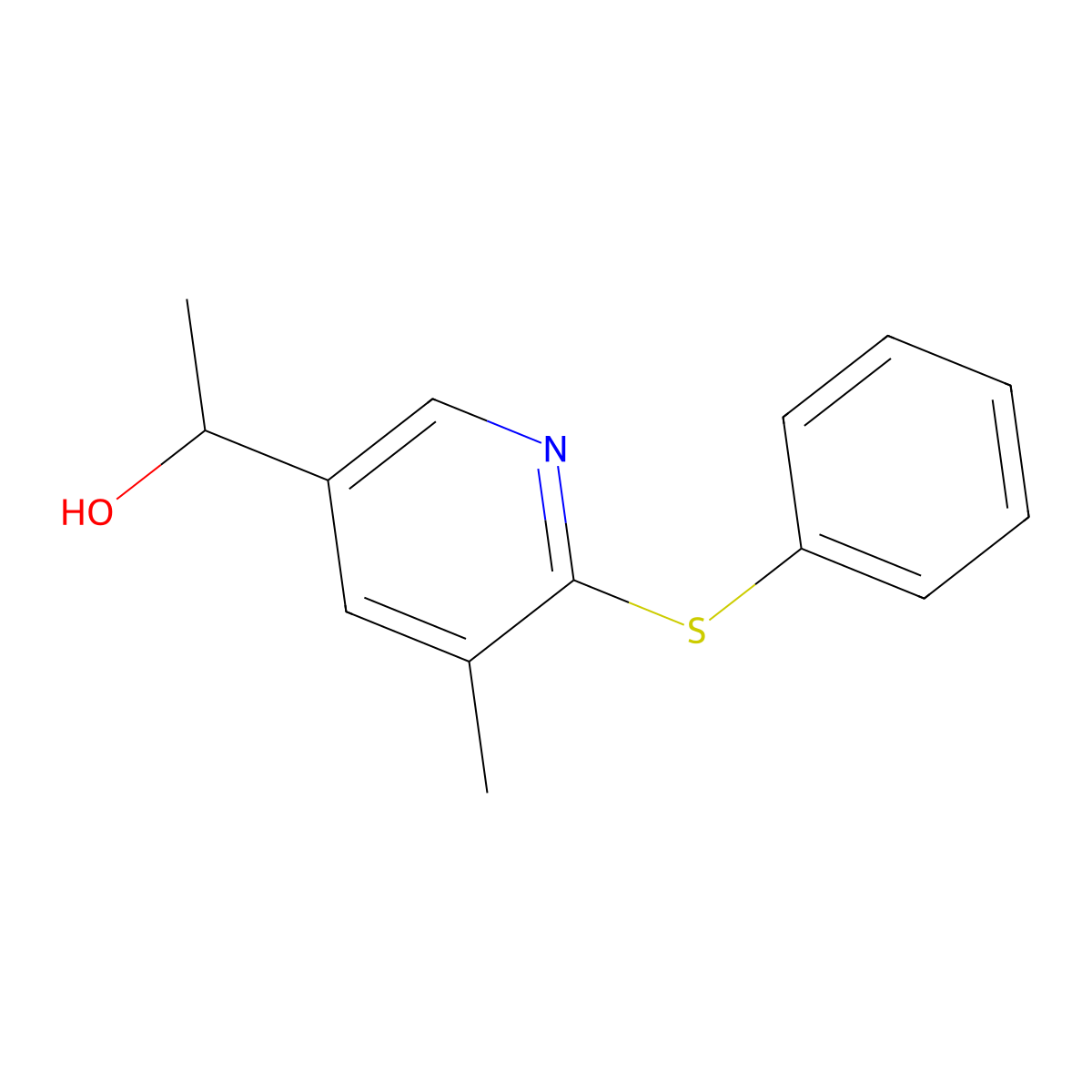 1-(5-Methyl-6-phenylsulfanyl-pyridin-3-yl)-ethanol molecular structure, CAS 1355180-06-1
