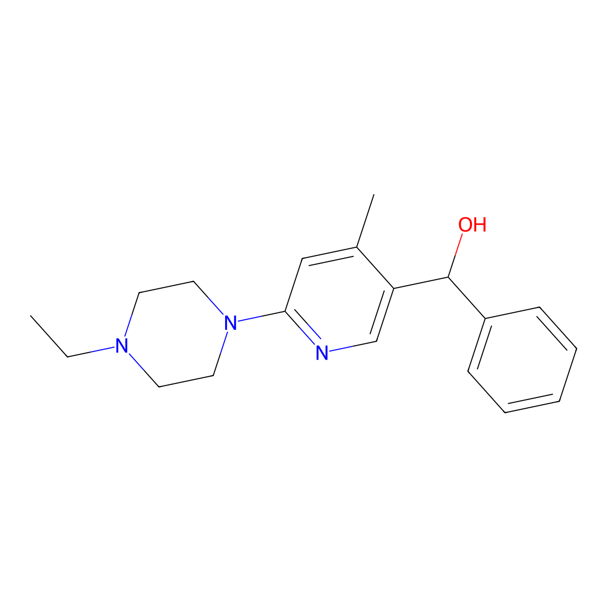 6-(4-Ethyl-1-piperazinyl)-4-methyl-|A-phenyl-3-pyridinemethanol molecular structure, CAS 1355180-17-4