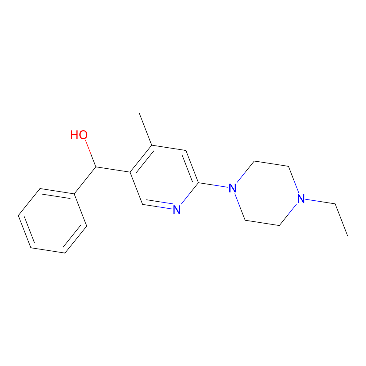 6-(4-Ethyl-1-piperazinyl)-4-methyl-|A-phenyl-3-pyridinemethanol molecular structure, CAS 1355180-17-4