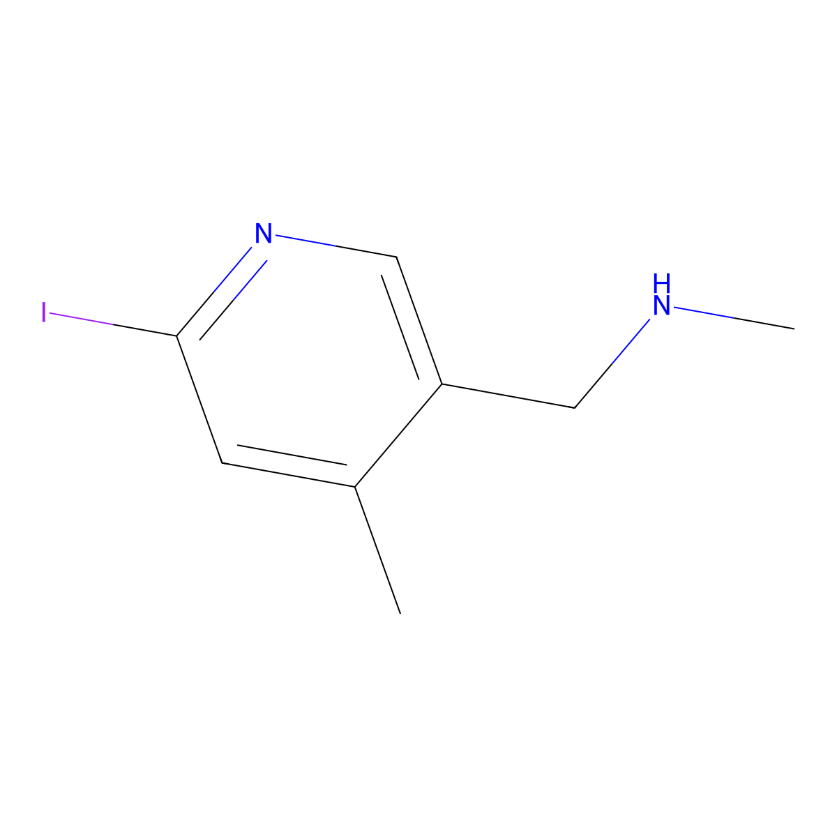 1-(6-Iodo-4-methylpyridin-3-yl)-N-methylmethanamine molecular structure, CAS 1355180-23-2