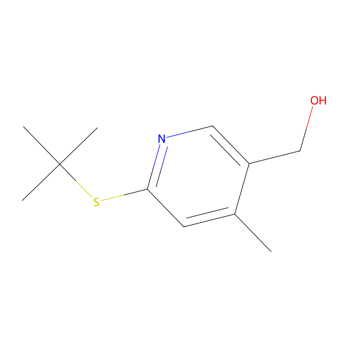 6-[(1,1-Dimethylethyl)thio]-4-methyl-3-pyridinemethanol molecular structure, CAS 1355180-47-0
