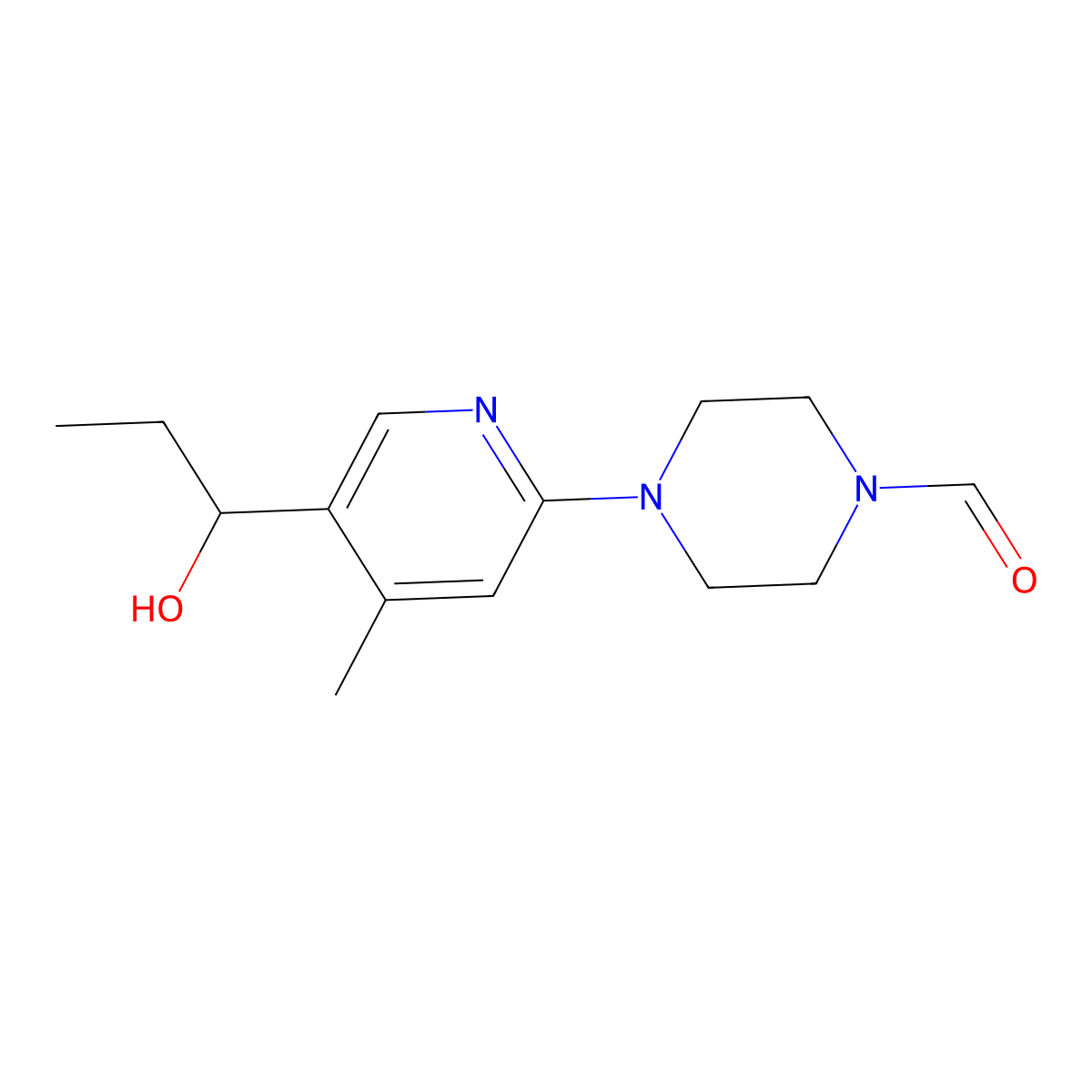 4-(5-(1-Hydroxypropyl)-4-methylpyridin-2-yl)piperazine-1-carbaldehyde molecular structure, CAS 1355180-49-2