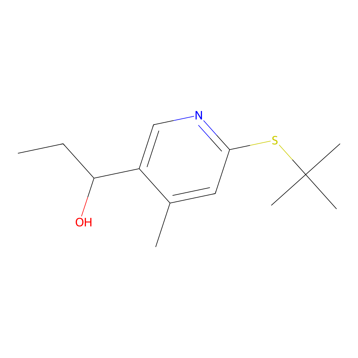 1-(6-(tert-Butylthio)-4-methylpyridin-3-yl)propan-1-ol molecular structure, CAS 1355180-58-3