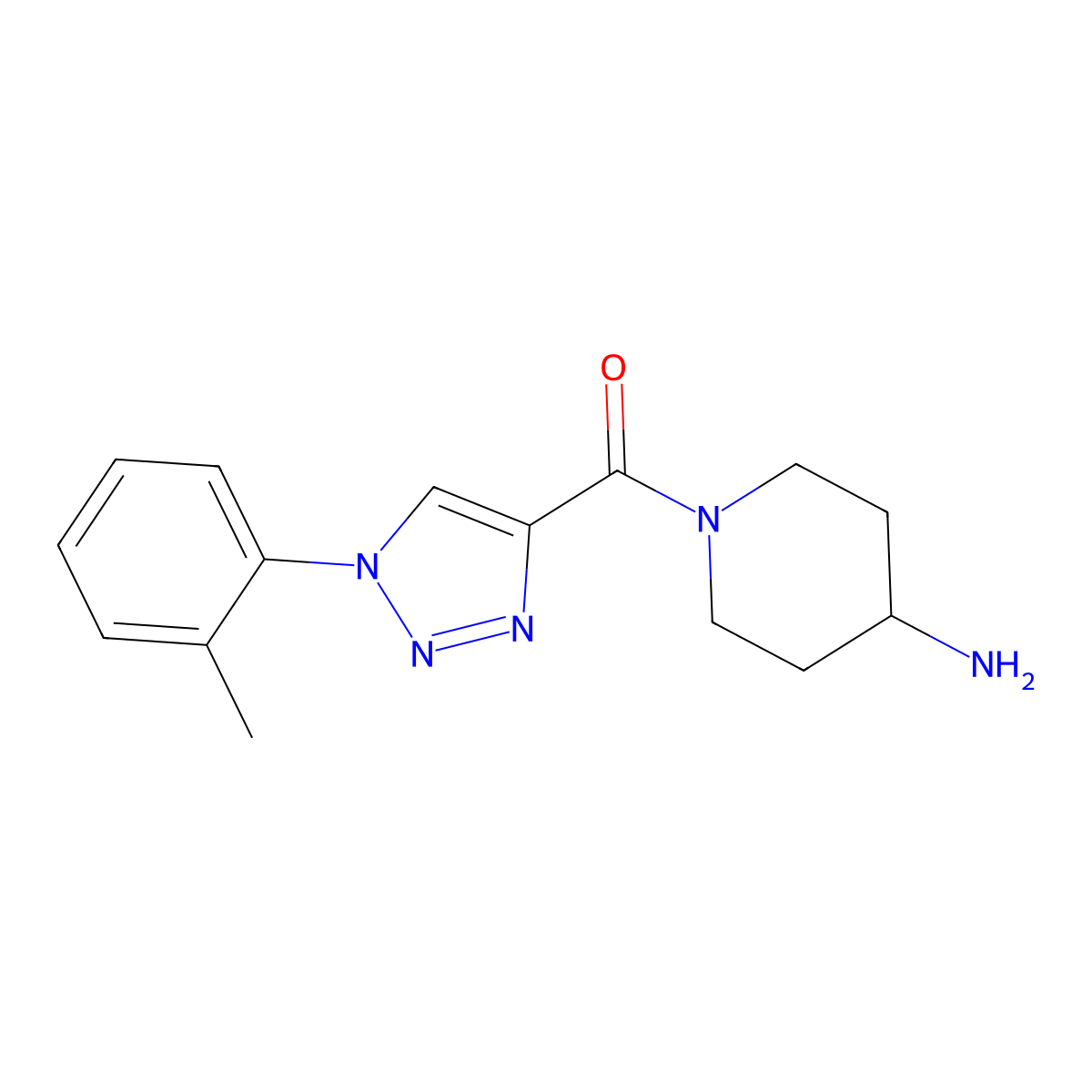 (4-Aminopiperidin-1-yl)(1-(o-tolyl)-1H-1,2,3-triazol-4-yl)methanone molecular structure, CAS 1355180-97-0