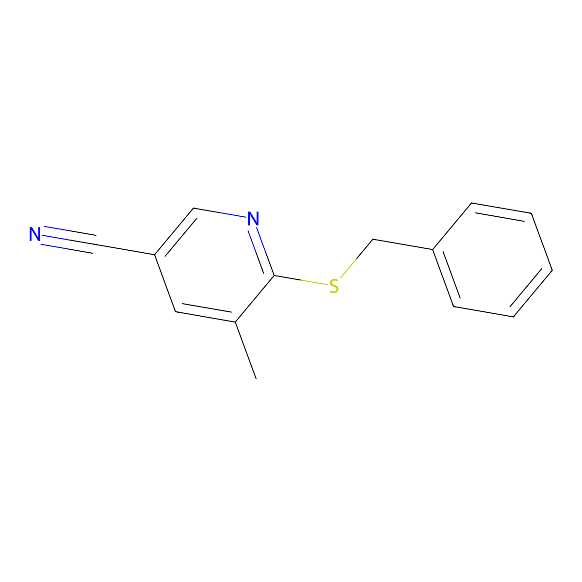 6-(Benzylthio)-5-methylnicotinonitrile molecular structure, CAS 1355181-19-9