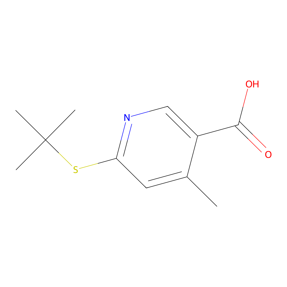 6-(tert-Butylthio)-4-methylnicotinic acid molecular structure, CAS 1355181-69-9