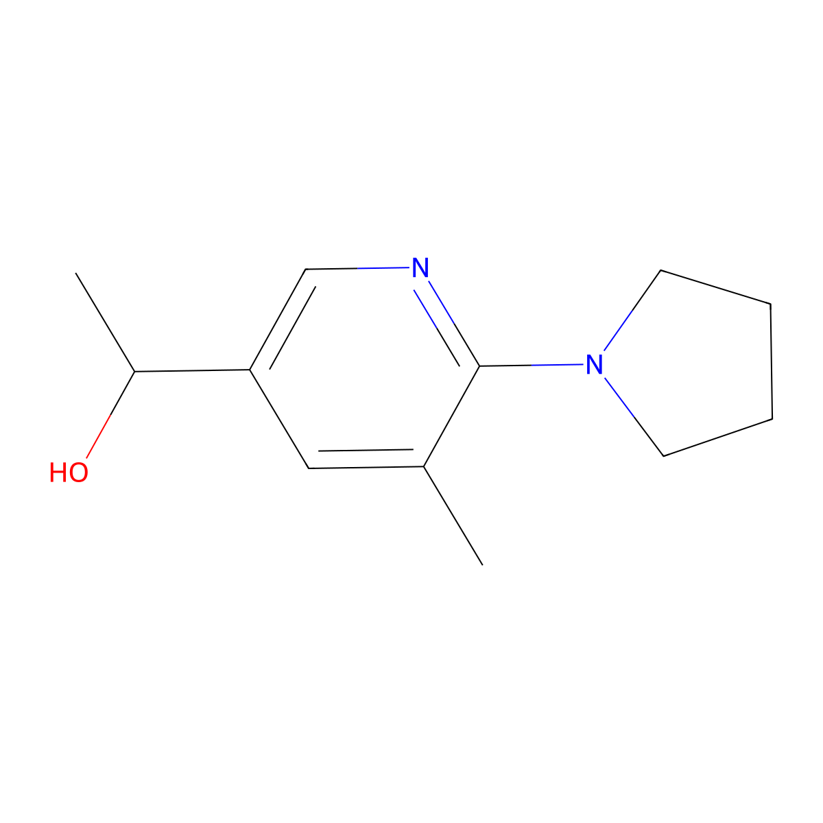 1-(5-Methyl-6-(pyrrolidin-1-yl)pyridin-3-yl)ethanol molecular structure, CAS 1355181-92-8