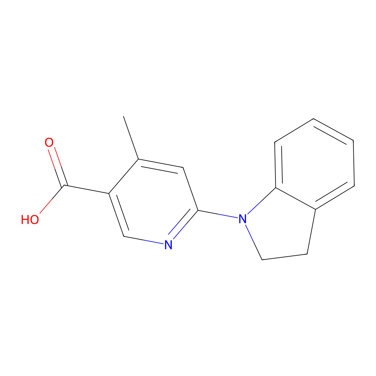 6-(Indolin-1-yl)-4-methylnicotinic acid molecular structure, CAS 1355182-28-3